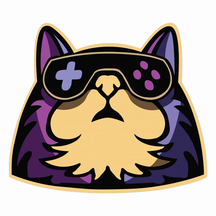 Teqprotech mascot: a cat wearing game-controller sunglasses